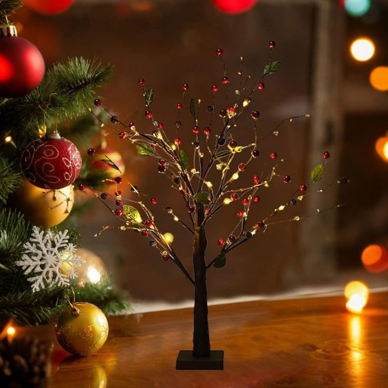 Elegant 55 cm Decorative Tree with Warm White LED Lights – Seasonal Accent with Flexible Branches and Cozy Glow 4