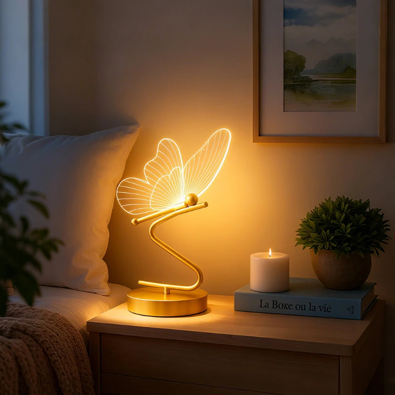 Elegant Butterfly Table Lamp – Rechargeable Cordless Design with Adjustable Lighting for Bedroom or Nightstand 1