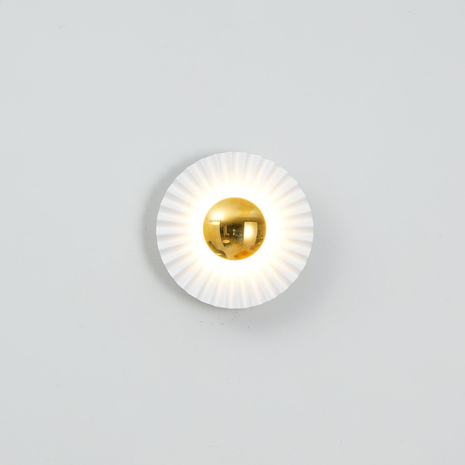 Elegant Flush Wall Lamp with Pleated Ceramic Collar – Indoor Wall Lights, Energy-Efficient Sconce Light, Available in Multiple Sizes 0