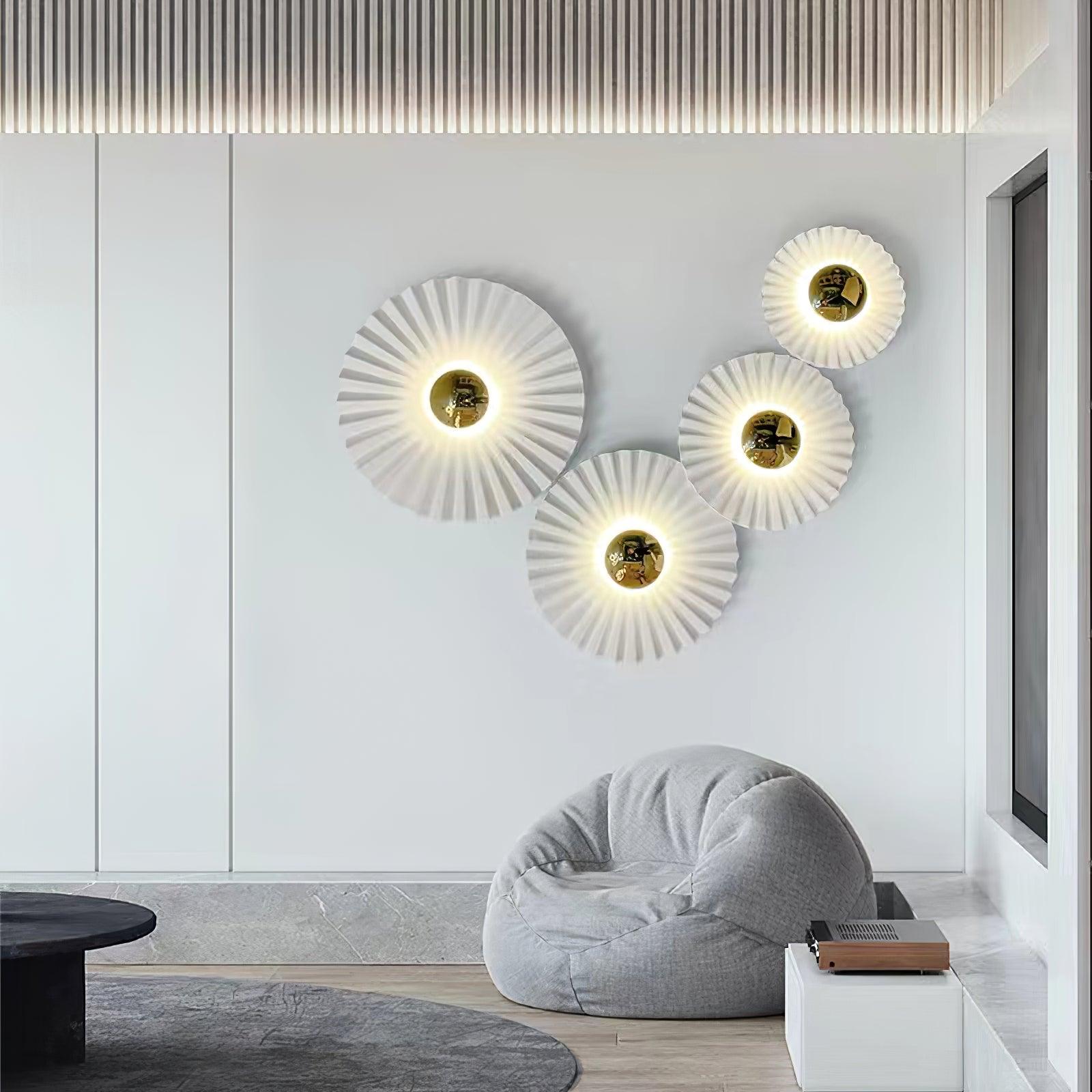 Elegant Flush Wall Lamp with Pleated Ceramic Collar – Indoor Wall Lights, Energy-Efficient Sconce Light, Available in Multiple Sizes 5