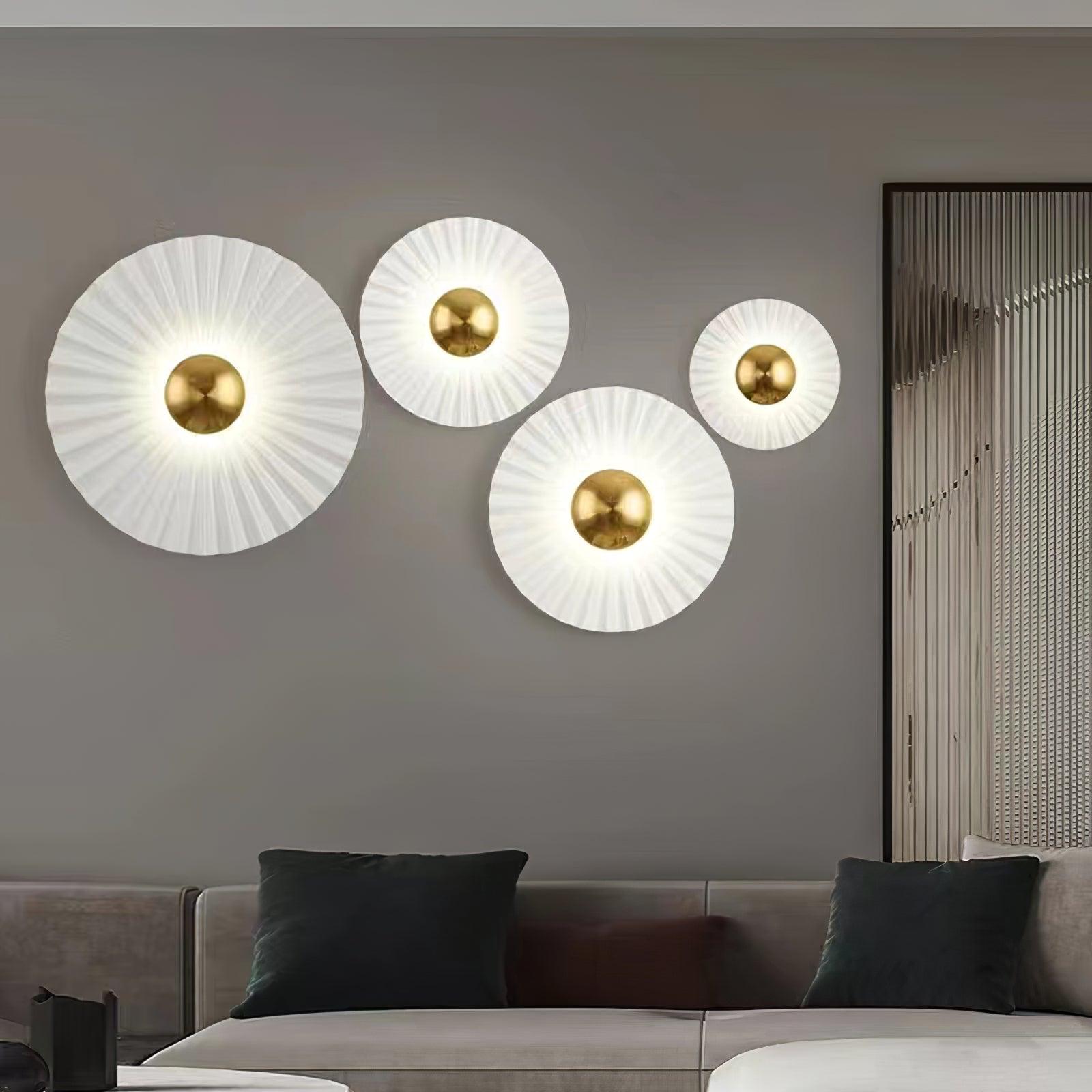 Elegant Flush Wall Lamp with Pleated Ceramic Collar – Indoor Wall Lights, Energy-Efficient Sconce Light, Available in Multiple Sizes 7