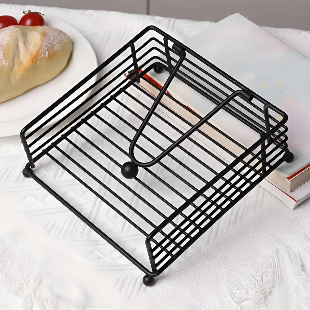 Elegant Matte Black Napkin Holder for Table – Durable Iron Serviette Holder with Stylish Design 3