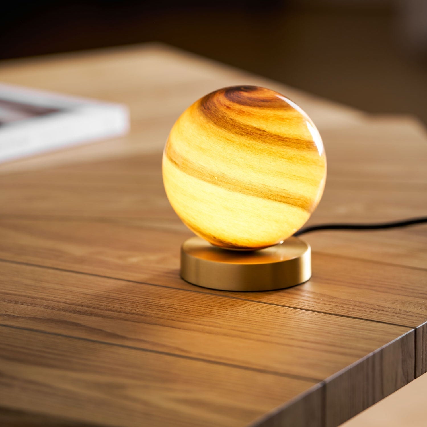 Elegant Table Lamp with Marble Sphere and Brass Base – Stylish Bedside or Desk Lamp for Living Room Lighting 5