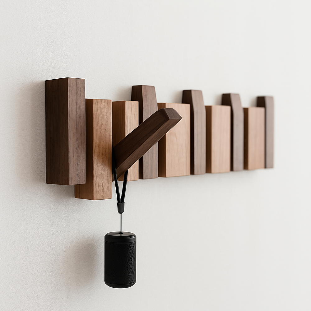 Elegant Wooden Coat Rack with Piano Key Design – Wall Mounted Coat Stand with Hooks for Entryway Storage 1