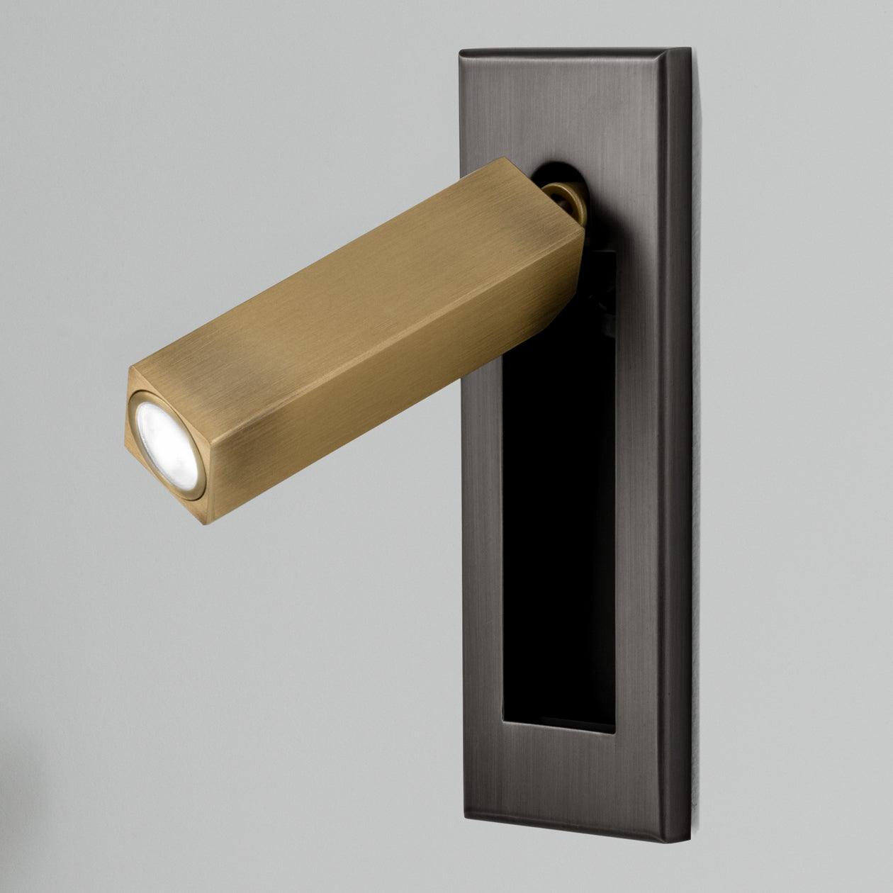 Decorative door handle with a light on a gray background