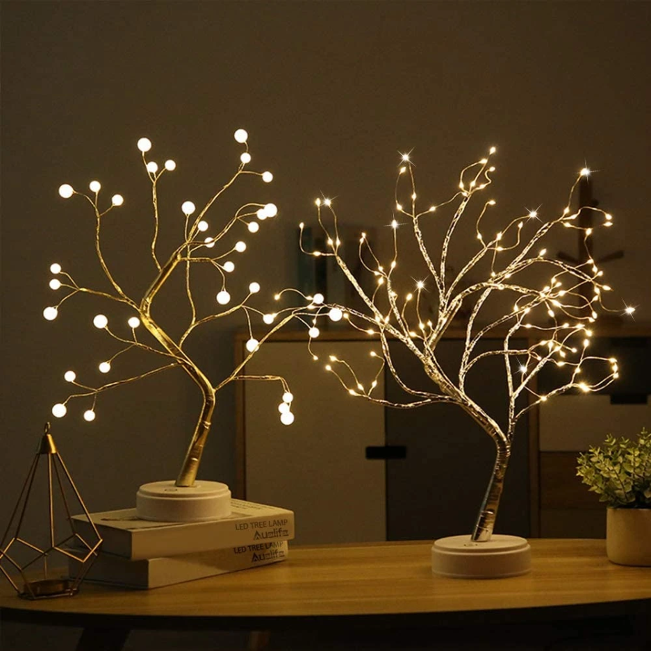Enchanting Glowing Tree Lamp with Flexible Branches – Battery Operated Table Lamp with 108 Drops or 36 Pearls for Cozy Ambiance 2