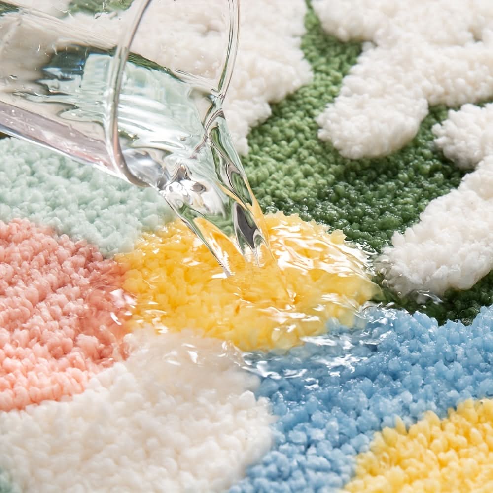 Extra Absorbent Floral Bathroom Mat, Non-Slip Microfiber Bath Rug 50 x 80 cm, Elegant Design for Moisture Protection 3