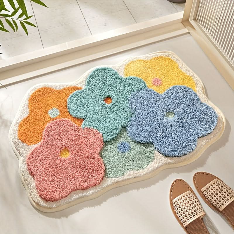 Extra Absorbent Floral Bathroom Mat, Non-Slip Microfiber Bath Rug 50 x 80 cm, Elegant Design for Moisture Protection 6
