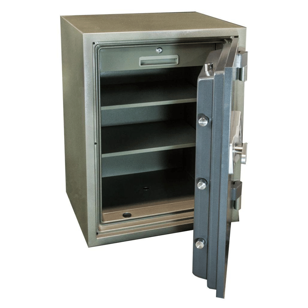 Hayman FV-288E FlameVault 2 Hour Fire Safe with the door slightly opened