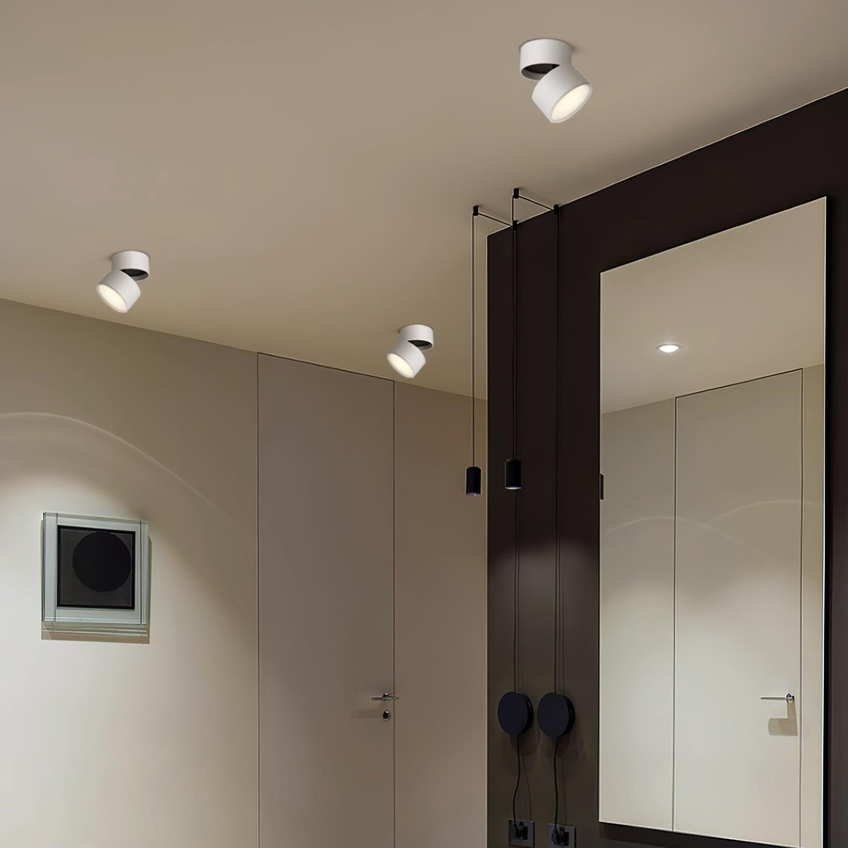 Modern interior with ceiling lights and a mirror