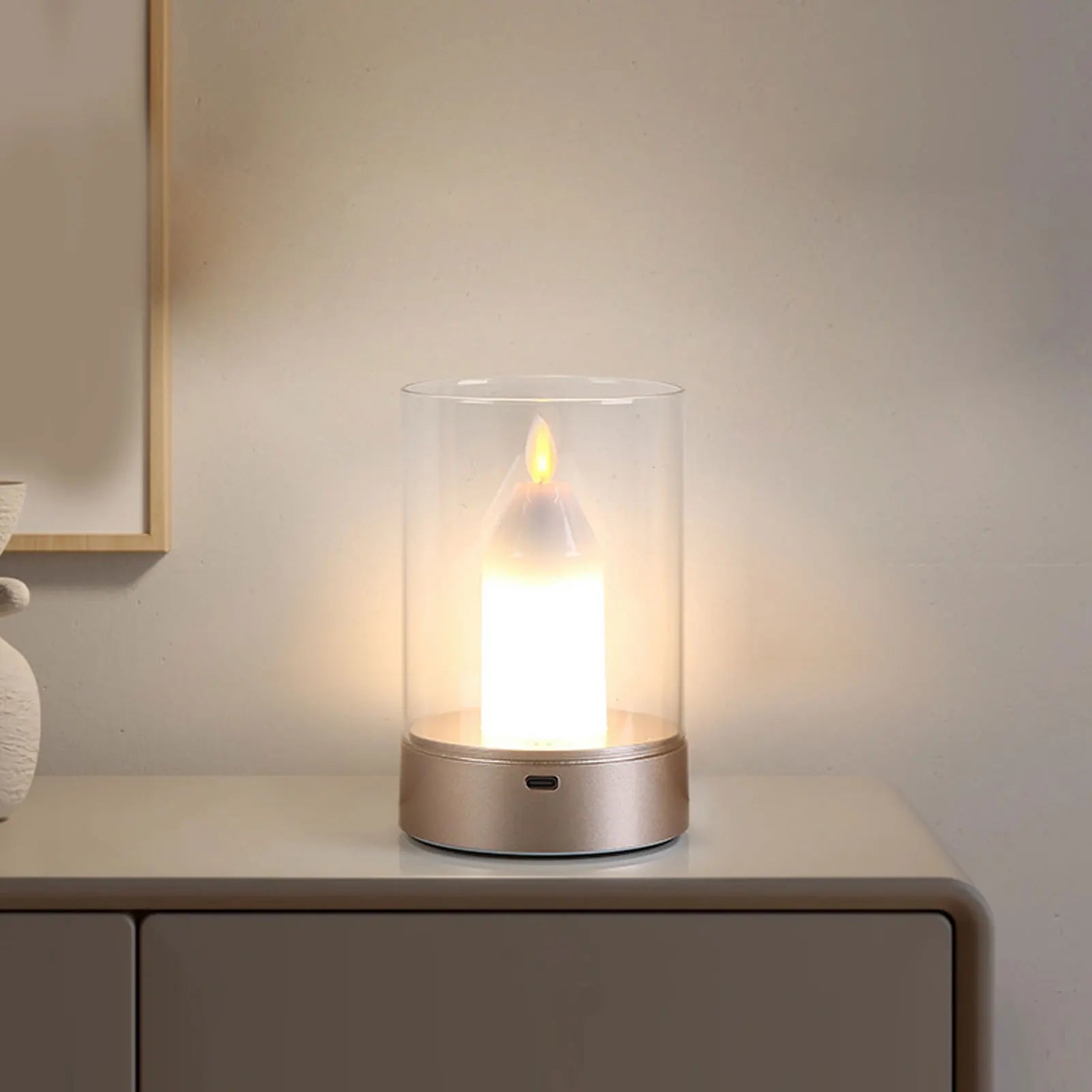 Gesture-Controlled LED Candle – Dimmable Warm Light, USB Rechargeable Flameless Battery Candle, 8.5 x 8.5 x 13 cm 0