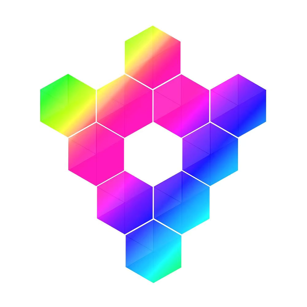 Colorful geometric pattern of hexagons on a white background
