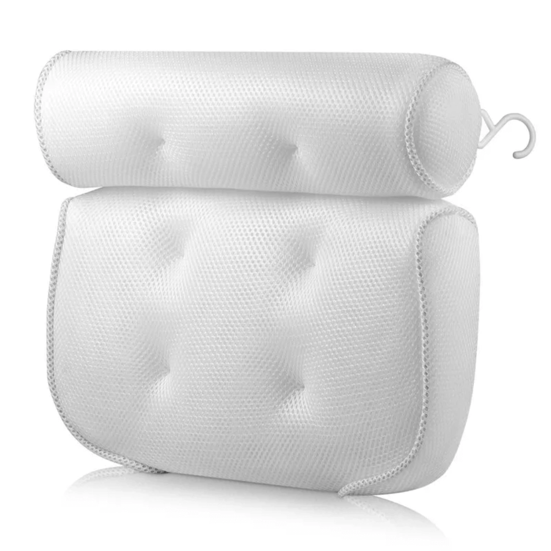 White neck and shoulder pillow on a white background