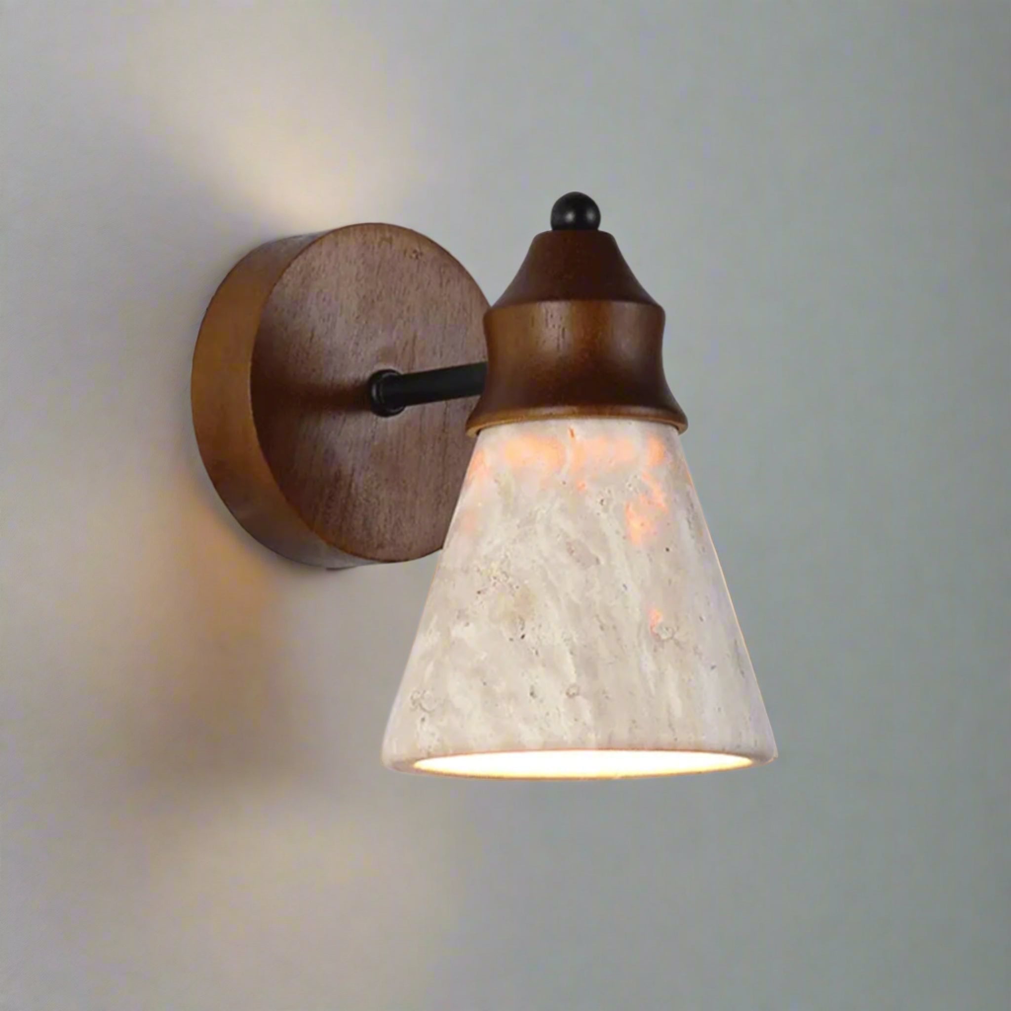 Handcrafted Natural Stone Wall Lamp – Yellow Travertine Wall Sconce with Warm LED Glow for Elegant Home Lighting 2