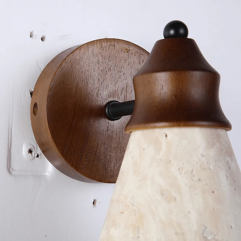 Handcrafted Natural Stone Wall Lamp – Yellow Travertine Wall Sconce with Warm LED Glow for Elegant Home Lighting 6