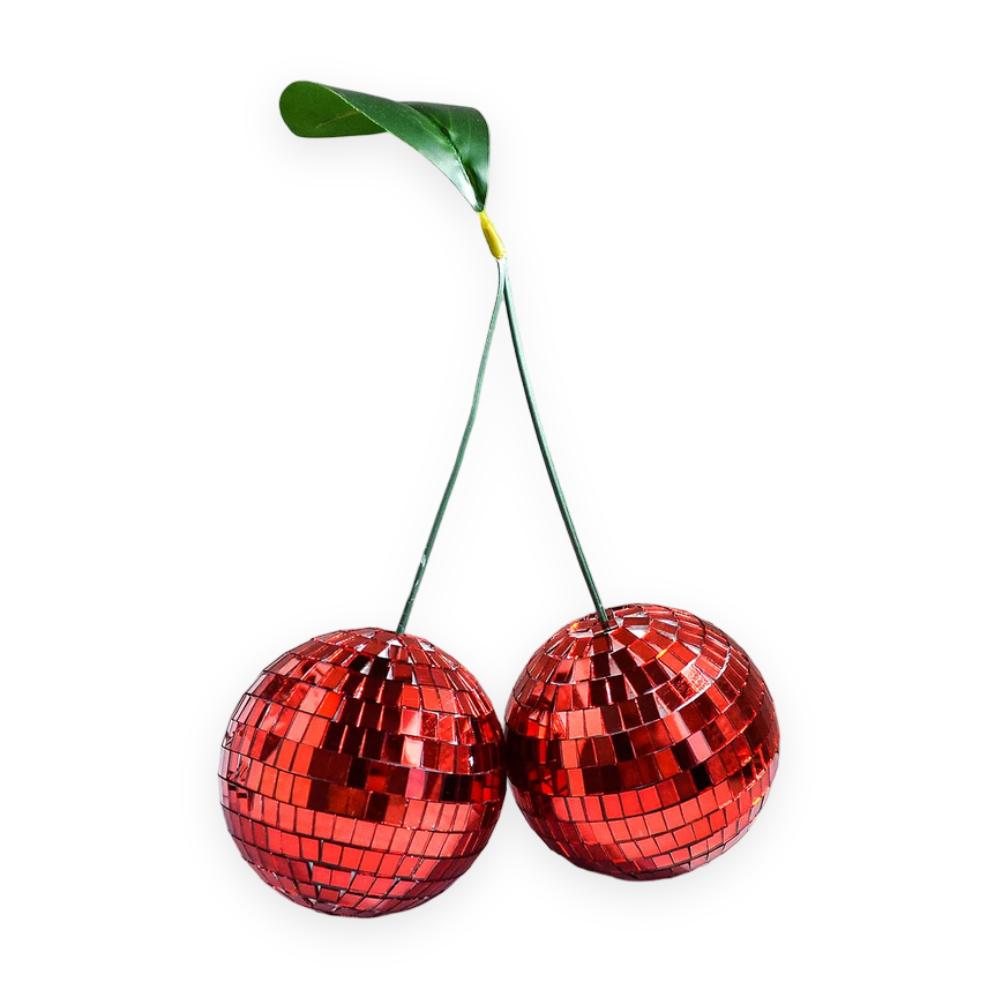 Handmade Cherry Disco Balls – Decorative Ornaments for Parties and Events, 10 cm Glass Reflective Design 5