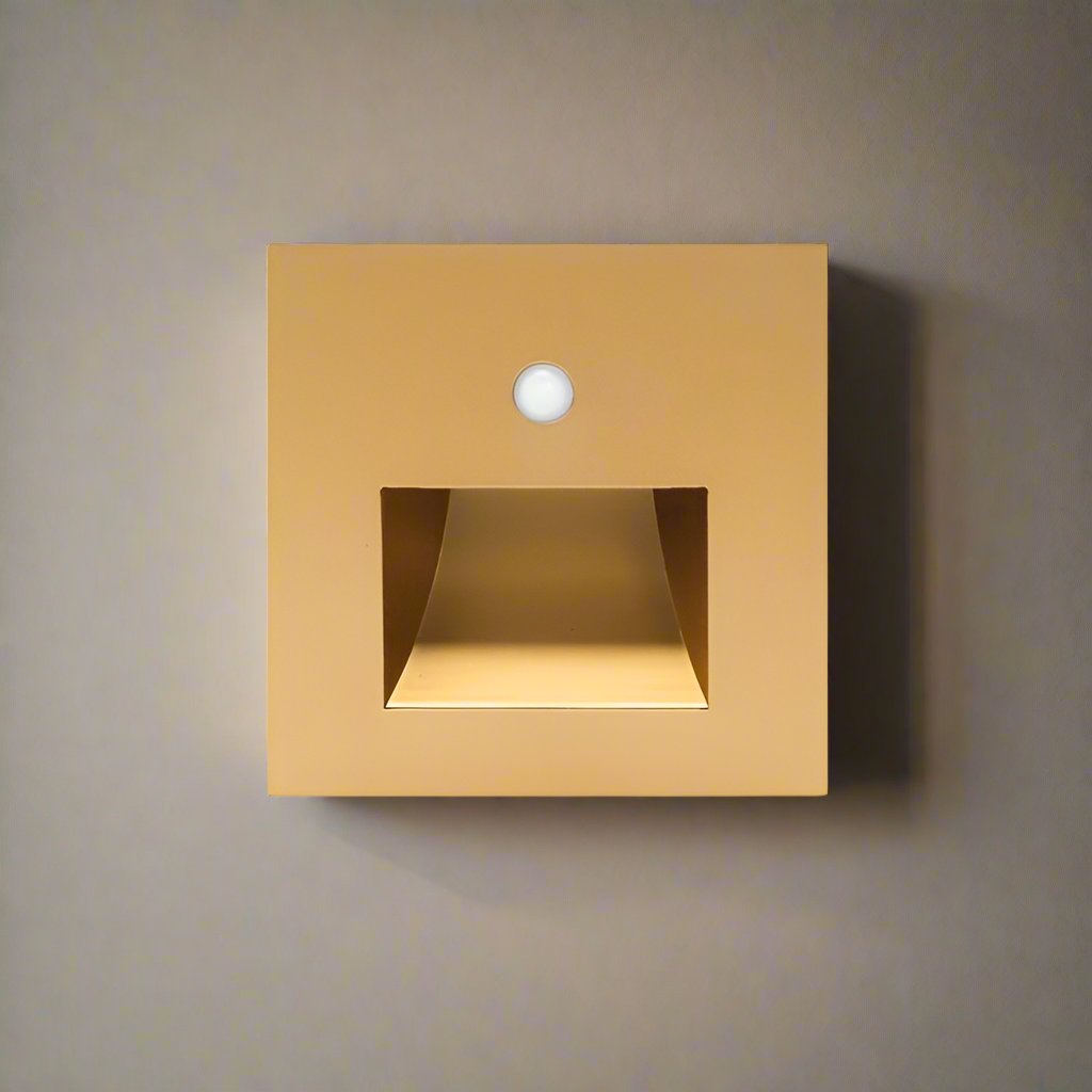 Square wall light fixture on a neutral wall