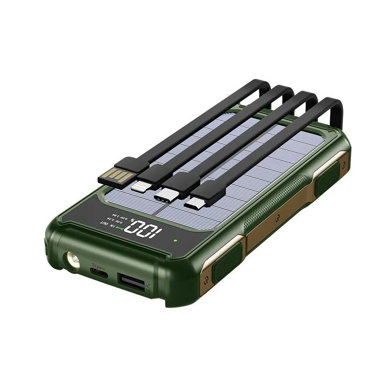 High-Capacity Solar Power Bank 200,000mAh with 4-in-1 Cable and Emergency LED Light – Portable Charger for Travel and Outdoor Use 4