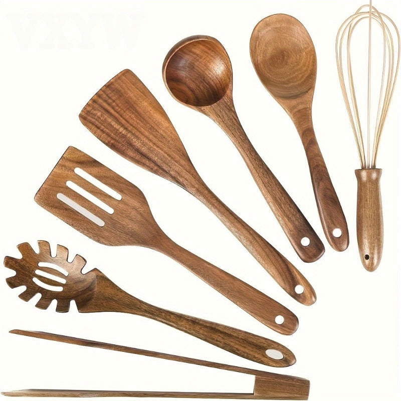 Luxury Wooden Kitchen Utensil Set – 7-Piece Non-Toxic, Durable & Stylish Cooking Tools