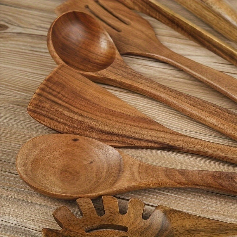 Luxury Wooden Kitchen Utensil Set – 7-Piece Non-Toxic, Durable & Stylish Cooking Tools