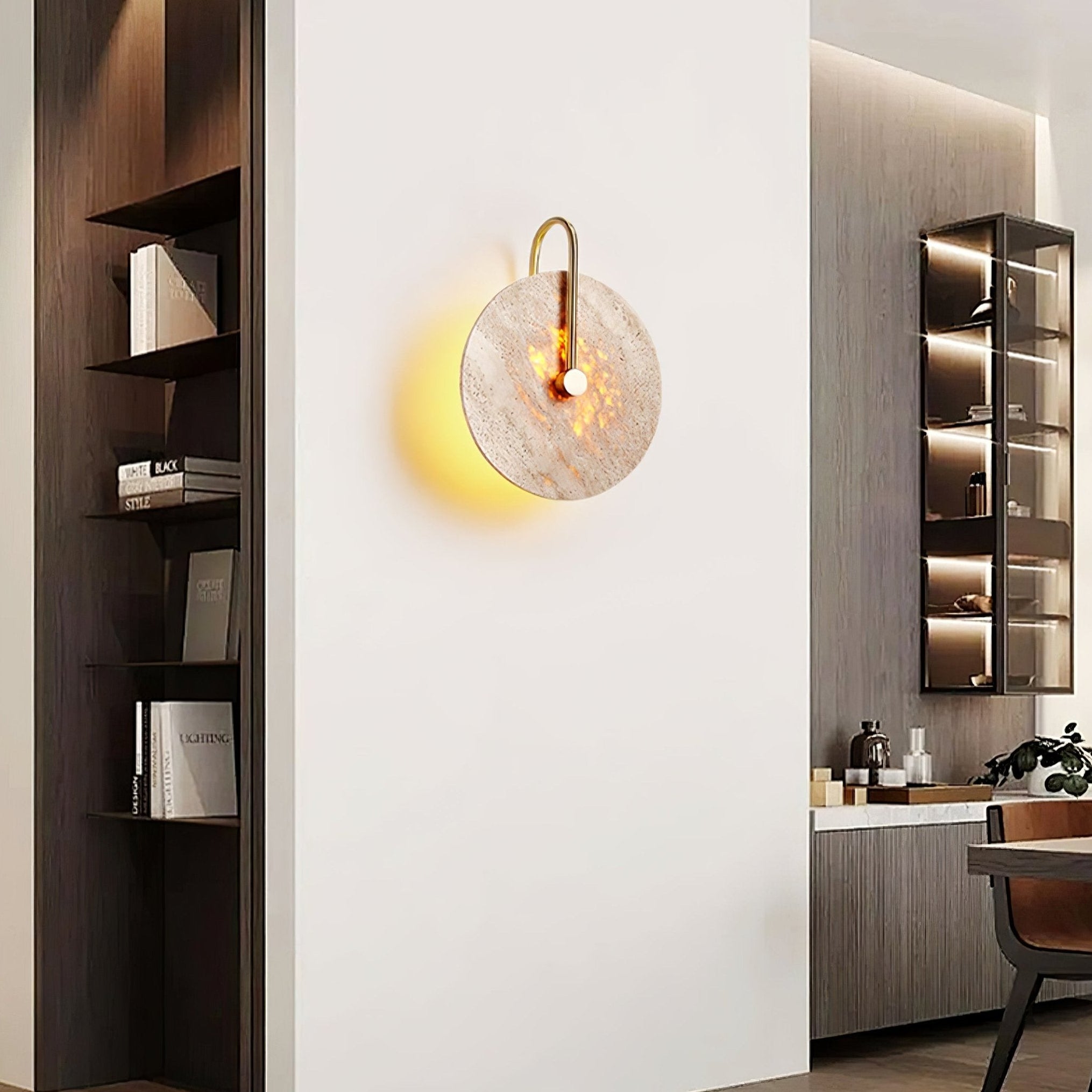 Hook Wall Lamp with Yellow Travertine Shade – Elegant Indoor Wall Sconce Lighting Fixture 2