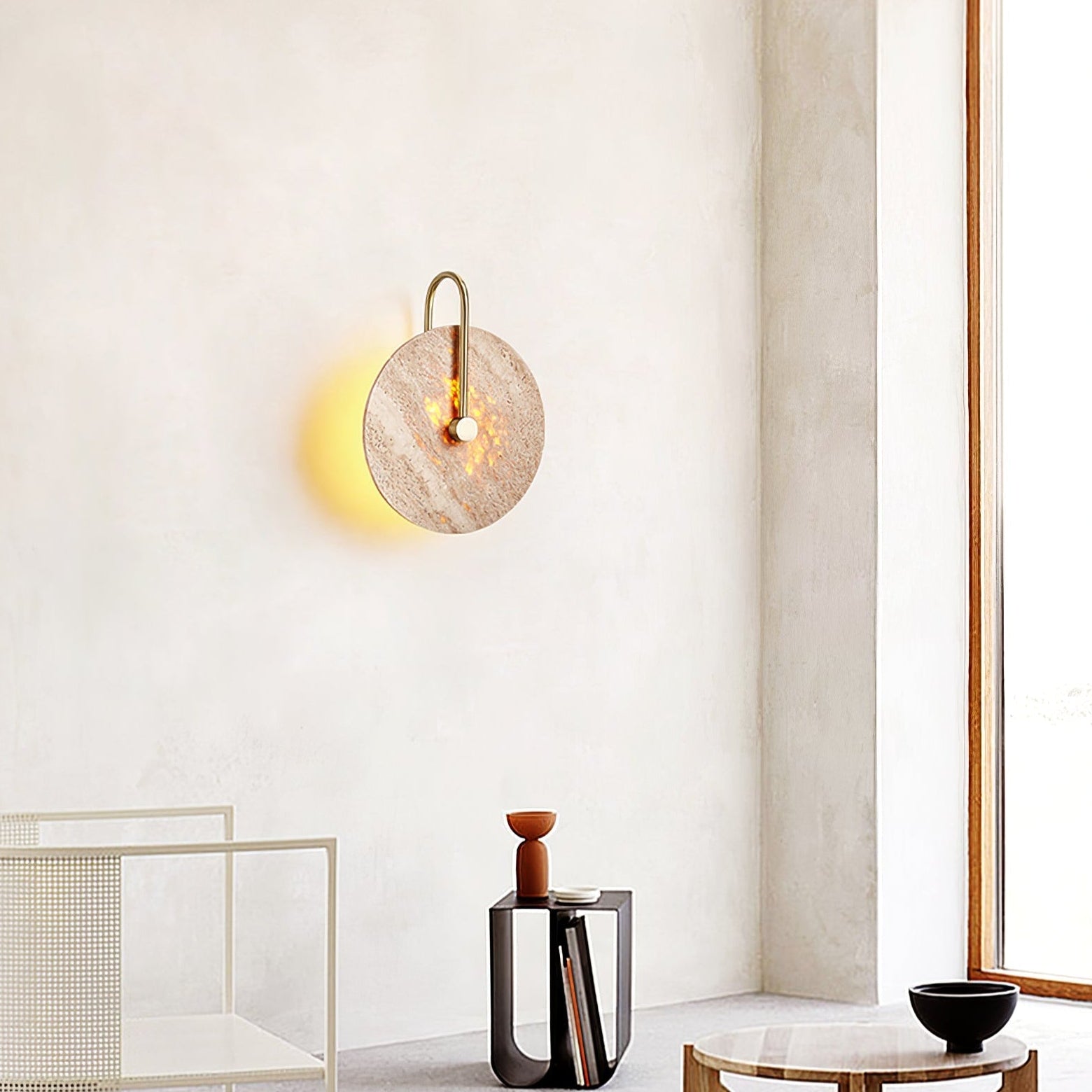 Hook Wall Lamp with Yellow Travertine Shade – Elegant Indoor Wall Sconce Lighting Fixture 3