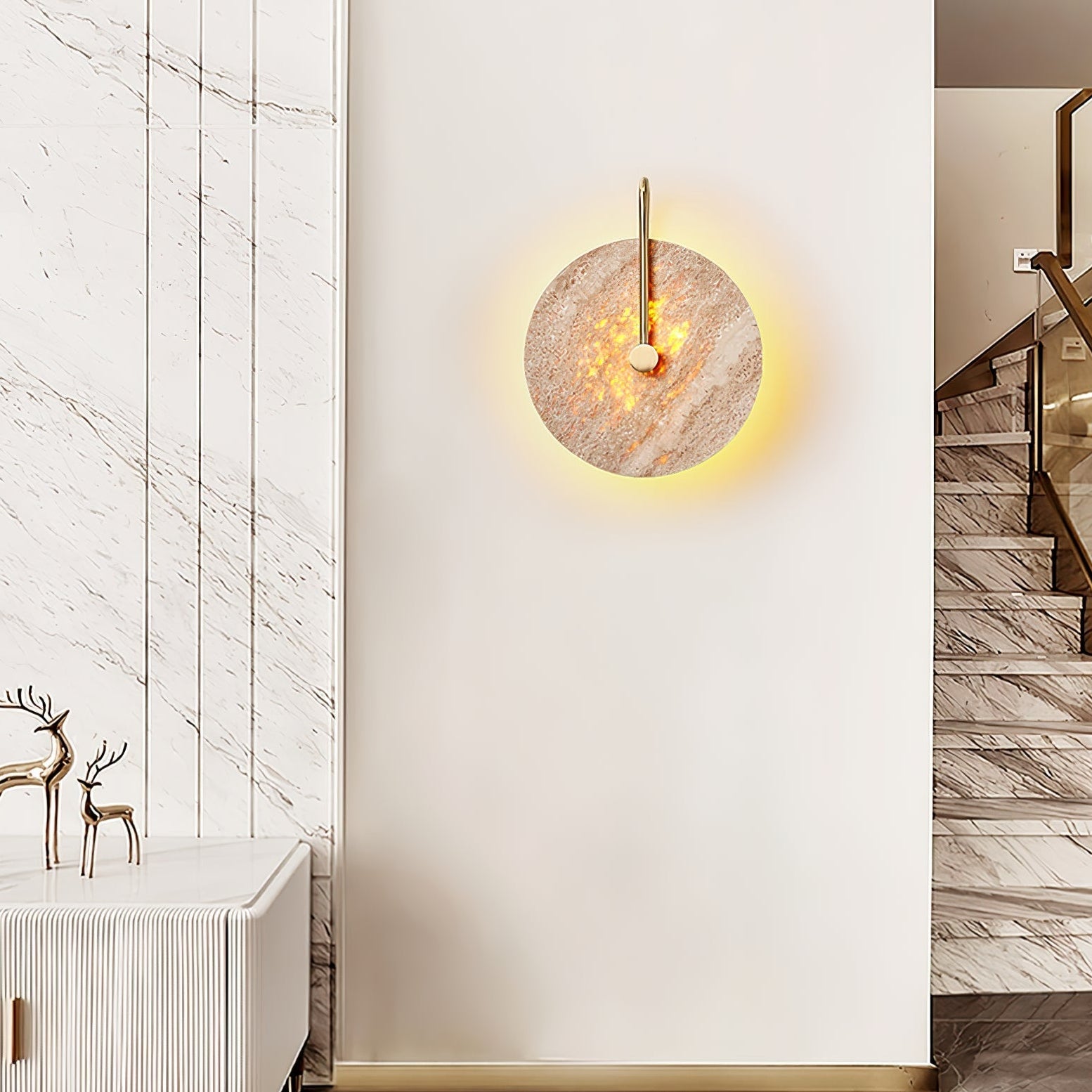 Hook Wall Lamp with Yellow Travertine Shade – Elegant Indoor Wall Sconce Lighting Fixture 6