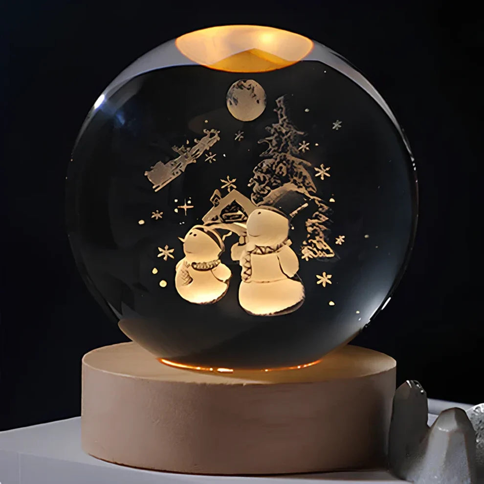 Illuminated Crystal Ball Lamp with 3D Laser Art – Warm White Ambient Light for Relaxation and Elegant Home Decor 20