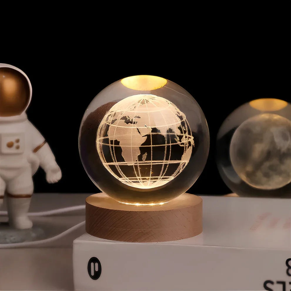 Illuminated Crystal Ball Lamp with 3D Laser Art – Warm White Ambient Light for Relaxation and Elegant Home Decor 7