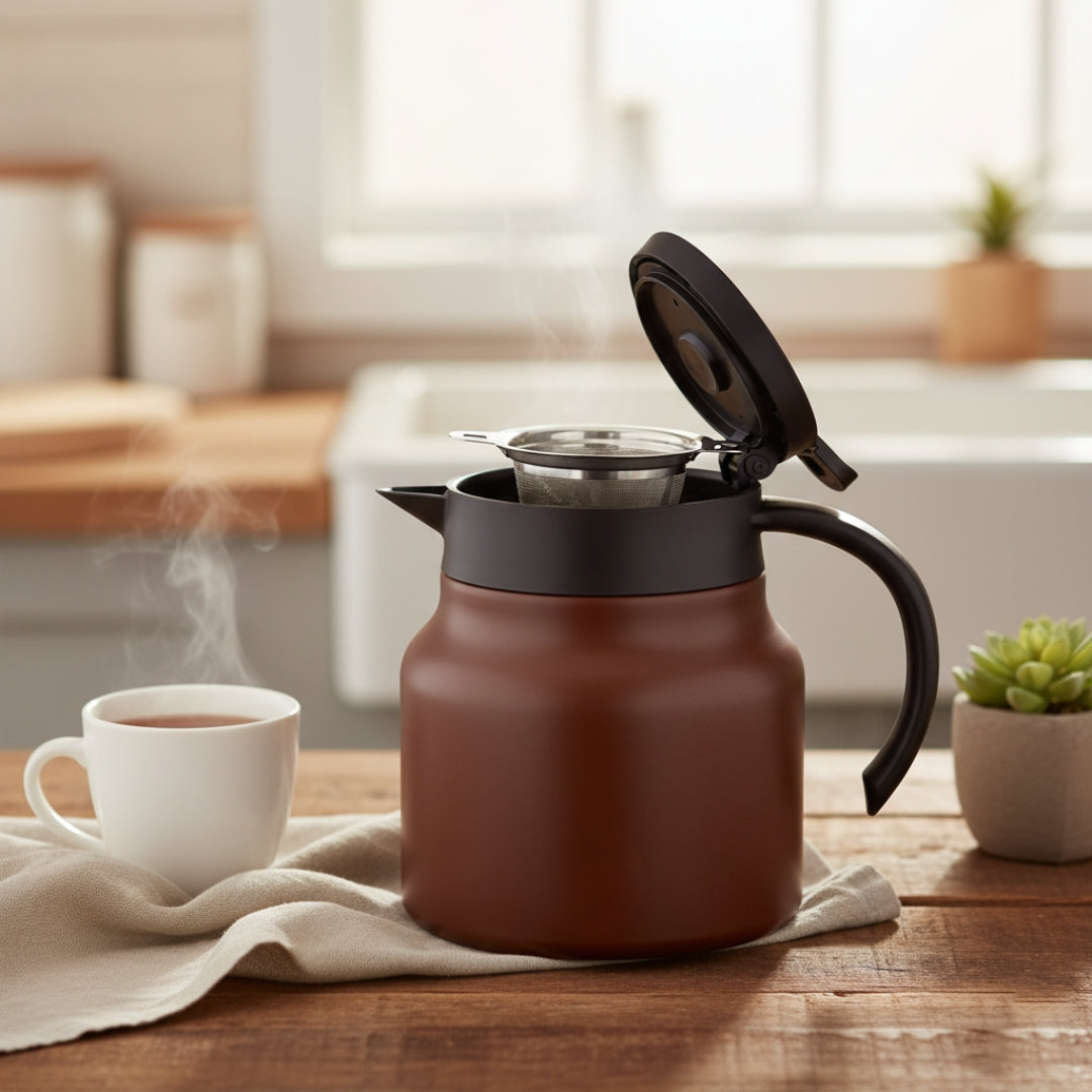 Insulated Teapot with Infuser – 800ml Capacity, Stainless Steel and Ceramic Liner for Perfectly Brewed Beverages a1