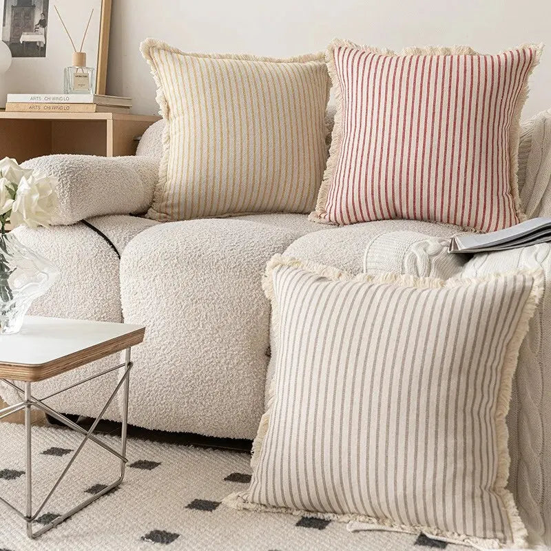 Jacquard Cushion Covers with White Frill – 45x45 cm Decorative Scatter Cushions for Stylish Home Decor 7