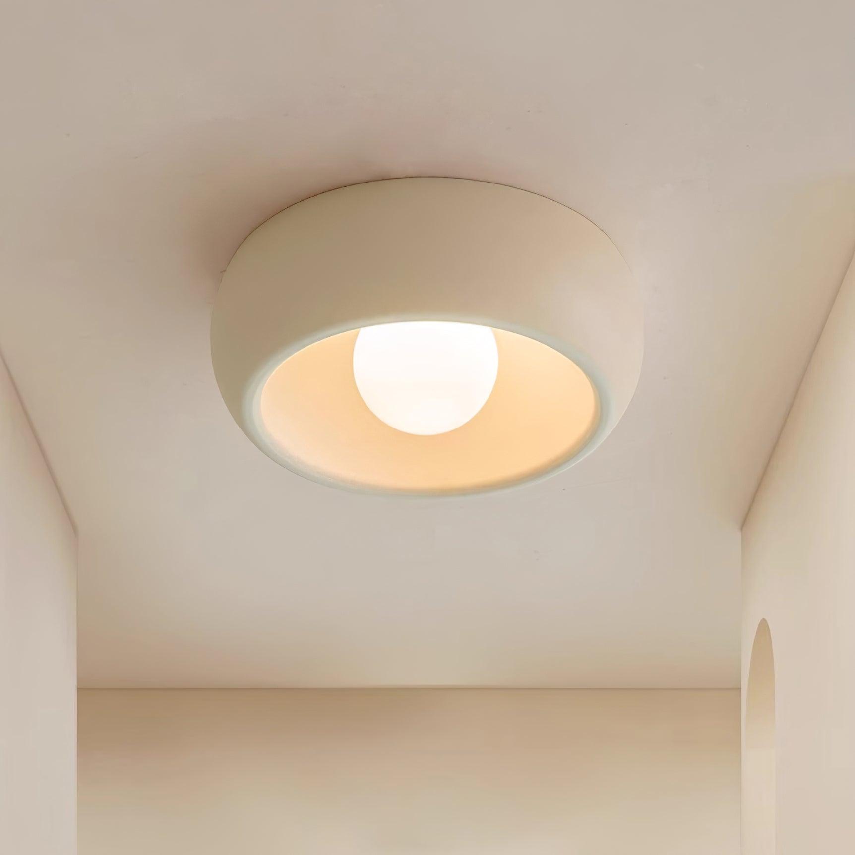 Ceiling light fixture on a white ceiling