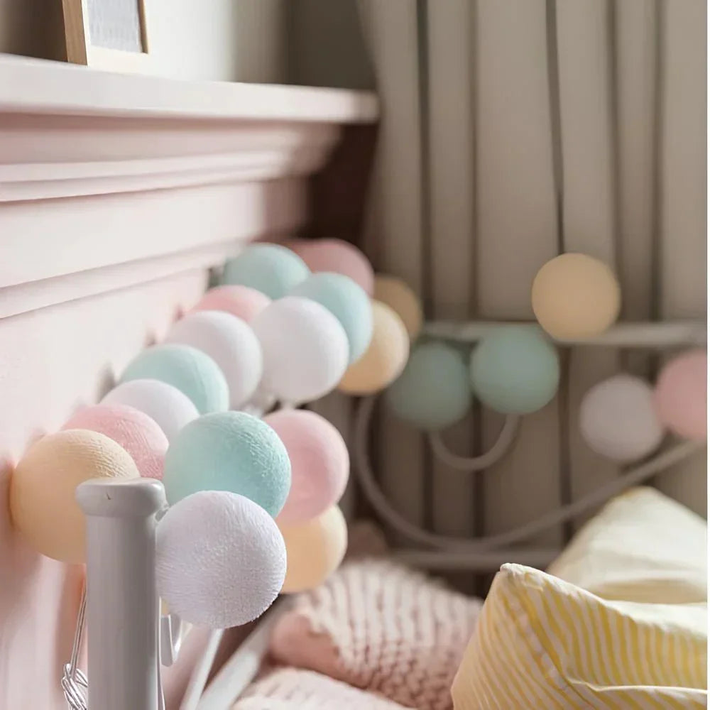 LED Cotton Ball String Lights – 6cm Warm White Fairy Lights, 1.5-3.0m Length, USB & Battery Operated for Cozy Ambiance 4