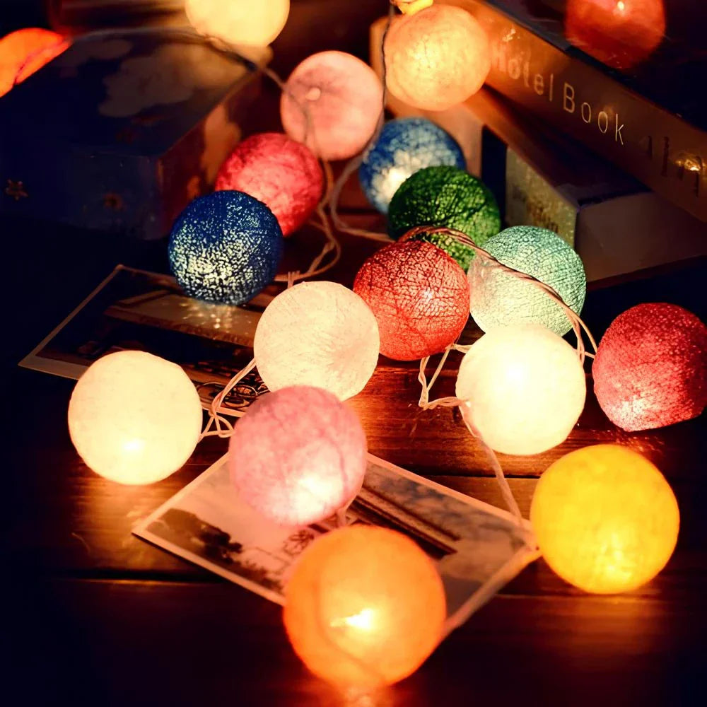 LED Cotton Ball String Lights – 6cm Warm White Fairy Lights, 1.5-3.0m Length, USB & Battery Operated for Cozy Ambiance 9