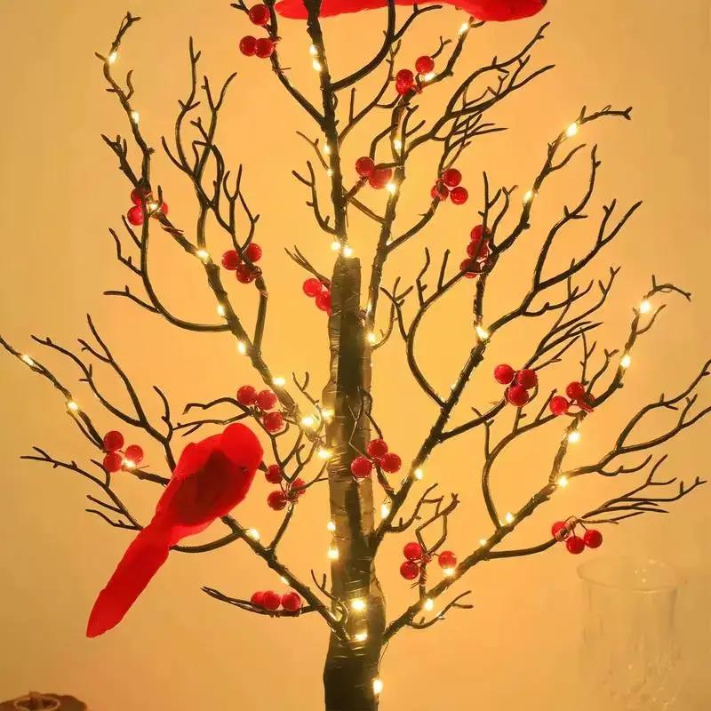LED Light Tree with Red Cardinals – Cozy Indoor Christmas Decoration with 60 Warm White LED Lights 3