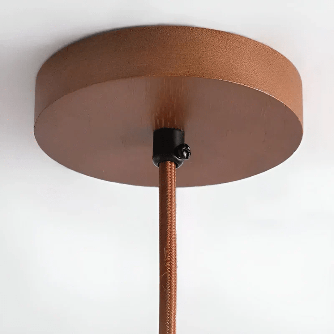LED Retro Ceiling Light Fixture with Yellow Cave Stone and Wood – Adjustable Cable Length for Living Room or Bedroom 2