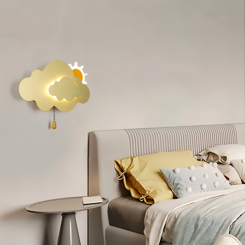 LED Wall Light for Children's Room - Cloud and Sun Design, Soft Eye-Friendly Glow, Eco-Friendly Materials, 26cm x 15cm 2