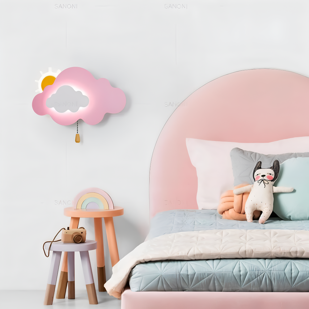 LED Wall Light for Children's Room - Cloud and Sun Design, Soft Eye-Friendly Glow, Eco-Friendly Materials, 26cm x 15cm 6
