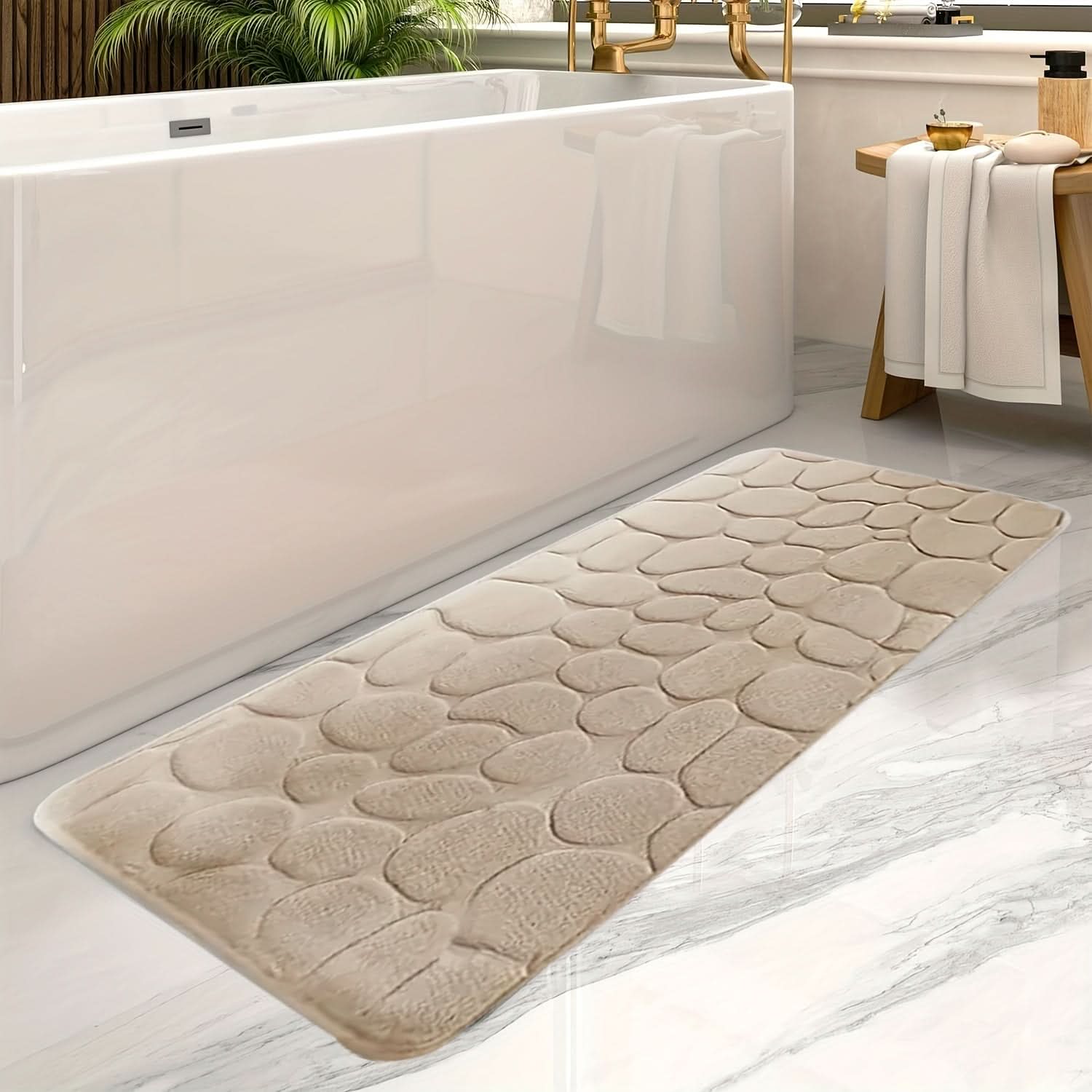 Large Non-Slip Bath Mat with Elegant Stripe Design – Machine Washable Bathroom Rug for Comfort and Safety 6