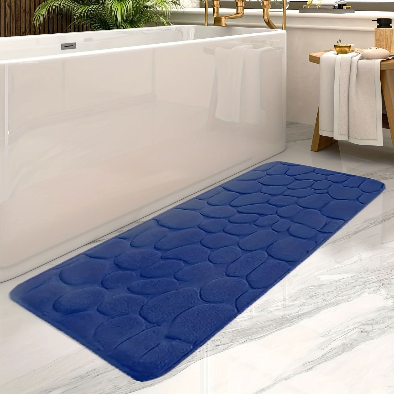 Large Non-Slip Bath Mat with Elegant Stripe Design – Machine Washable Bathroom Rug for Comfort and Safety 7