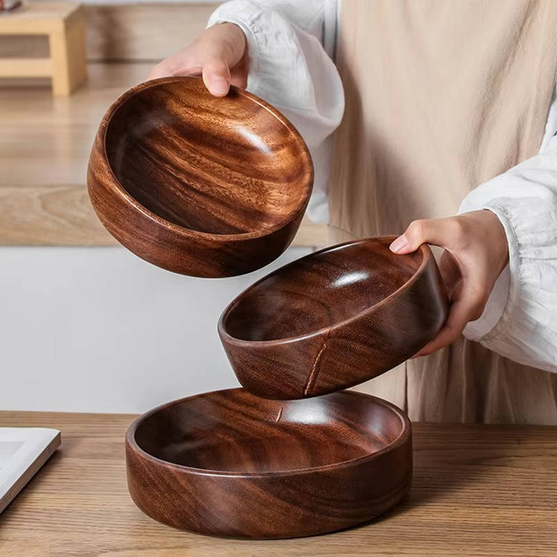 Large Walnut Wood Serving Bowl – Smooth Polished Multipurpose Culinary Dish for Fruits and Salads 0