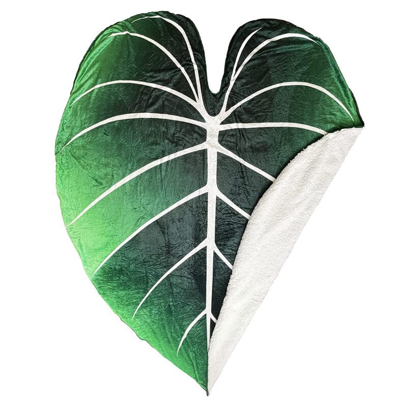 Leaf-Shaped Fleece Blanket with Double Layer Sherpa – Soft and Cozy, Available in Multiple Sizes 0