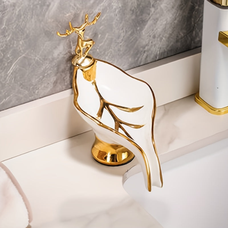 Leaf-Shaped Soap Dish Holder for Shower – Elegant Design, Moisture-Resistant Plastic, Keeps Soap Dry and Clean 0