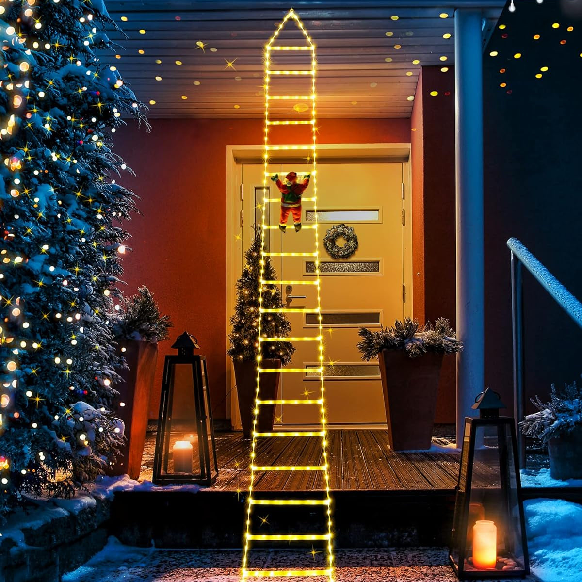 Lumi LED Outdoor Christmas Decoration – 3m Santa Claus Ladder with 347 Lights and 8 Lighting Modes for Festive Display 3