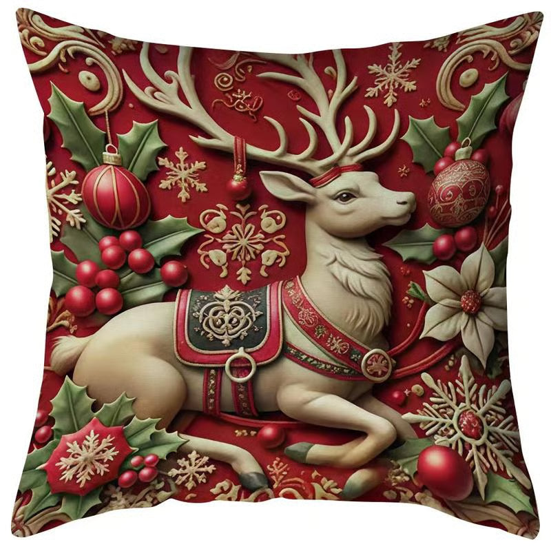 Luxury Christmas Cushion Cover with 3D Santa Design – Soft Thick Fabric Holiday Decor for Sofas and Armchairs 6