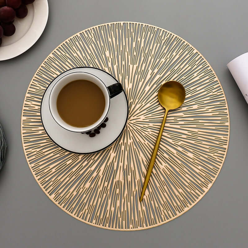 Luxury PVC Round Placemats – Elegant Table Mats for Dining, Available in Sets of 4, 6, or 8, 36-38 cm Diameter 0