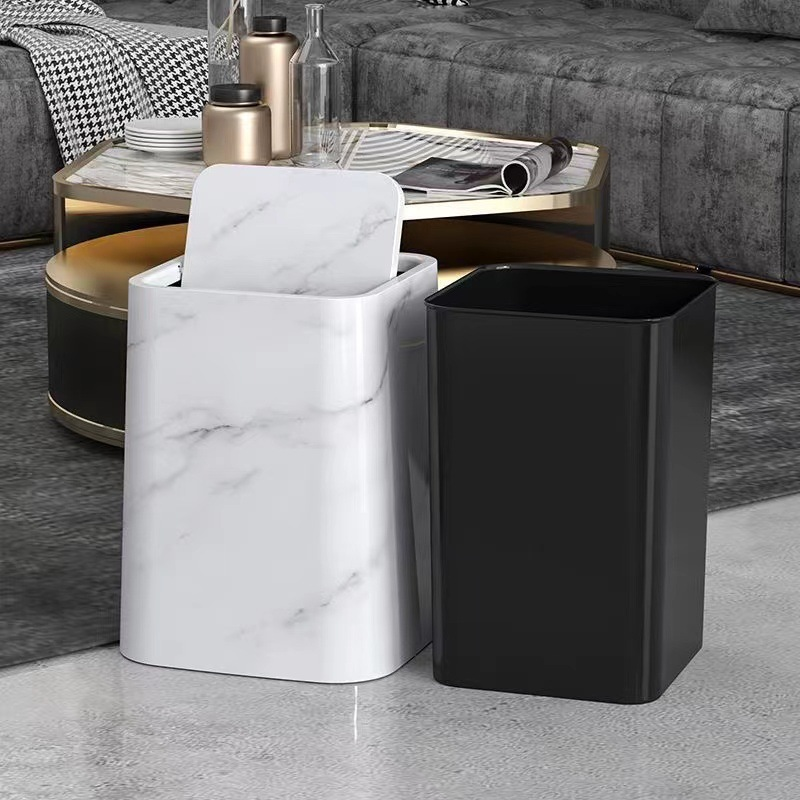 Marble Design Trash Can with 360° Swivel Lid – Elegant Garbage Bin for Kitchen, Bathroom, and Office 2