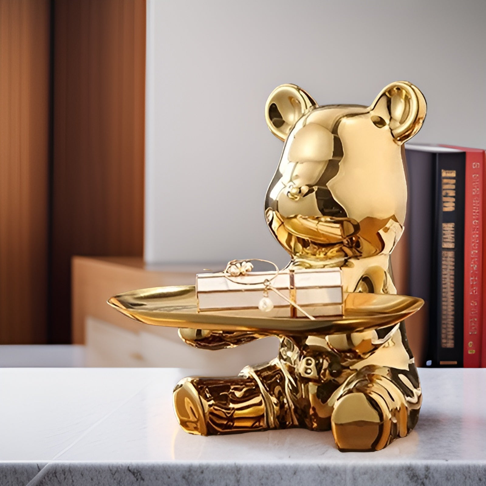 Modern Ceramic Bear Decorative Tray for Coffee Table – 18cm x 18.5cm, Elegant Home Decor 4