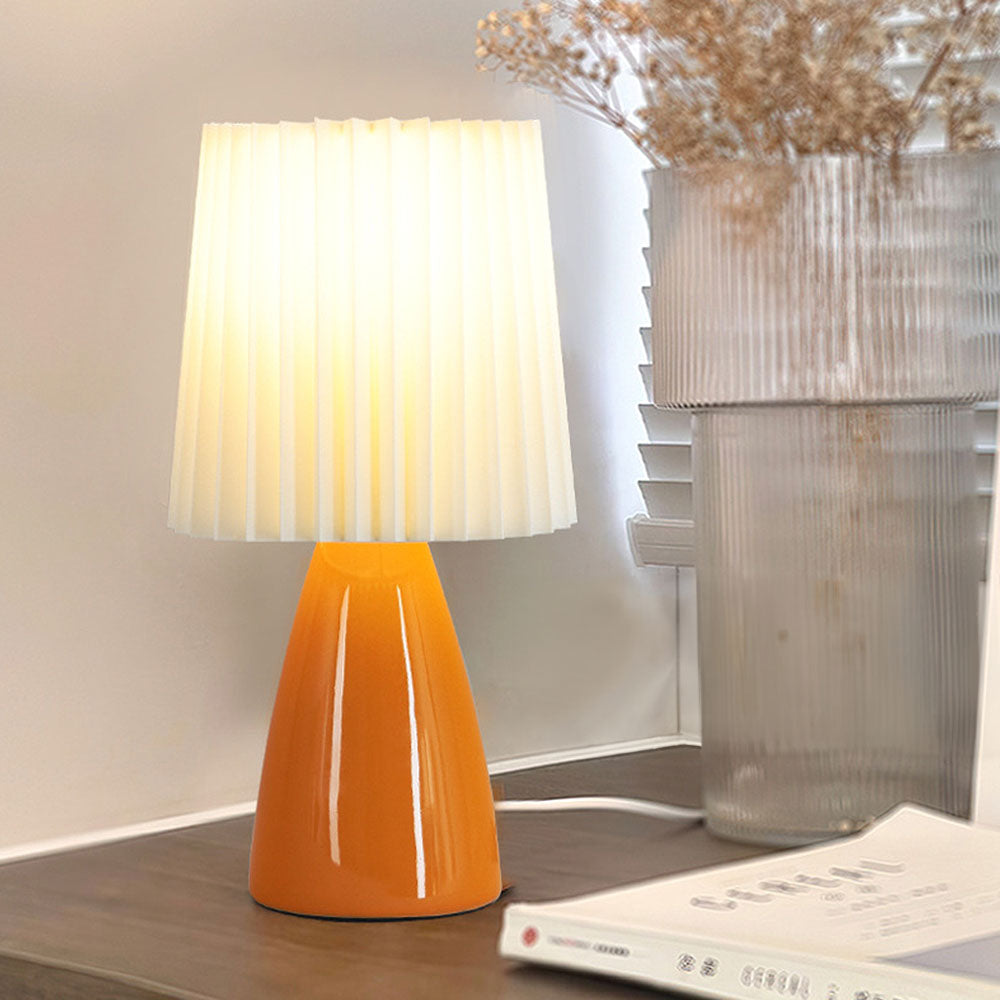 Modern Ceramic Table Lamp with Pleated Shade – Compact Bedside Lamp for Bedroom or Desk 5