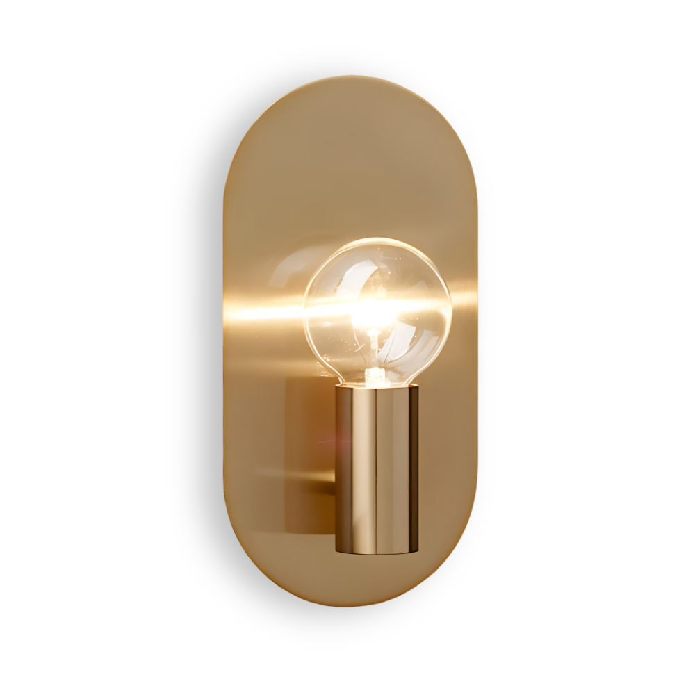 Modern Copper Wall Sconce Lighting with Gold Oval Plate – LED Wall Lamp for Indoor Use 0